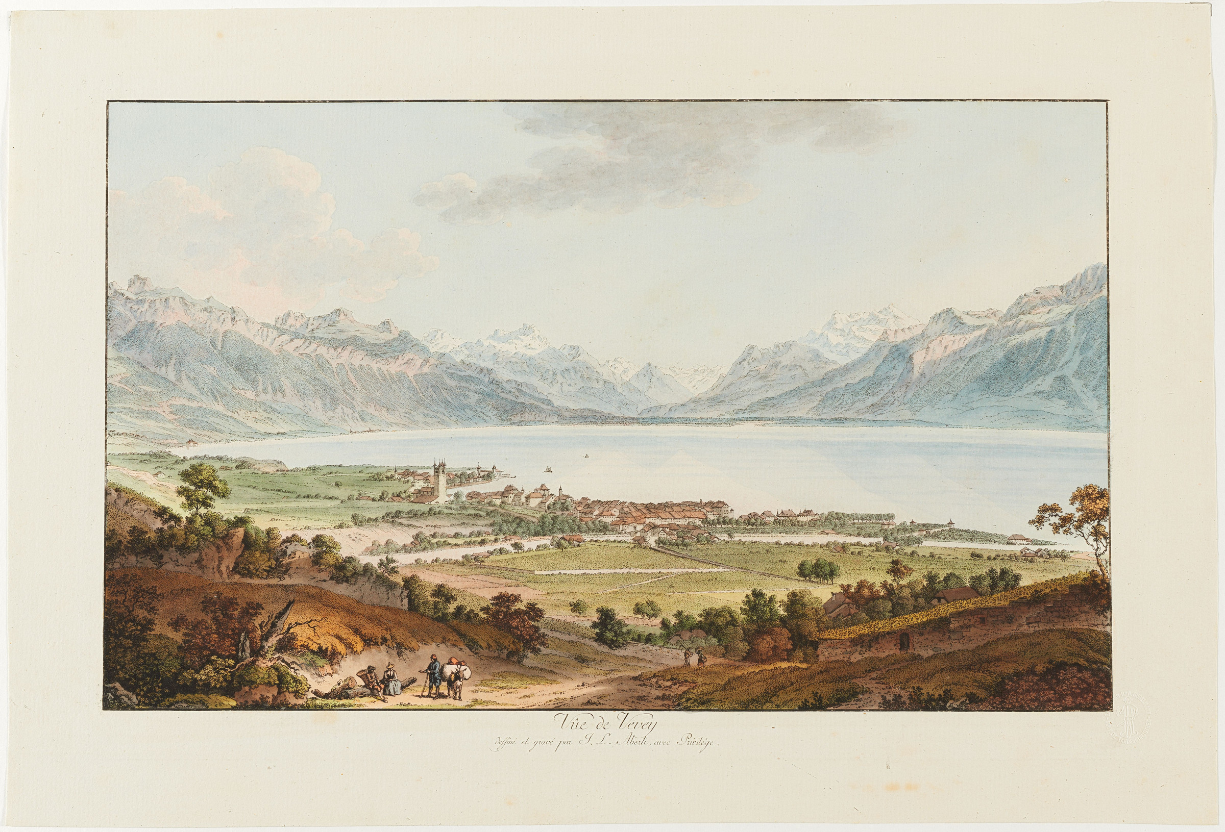 Vevey, veduta panoramica da nord con lago di Ginevra