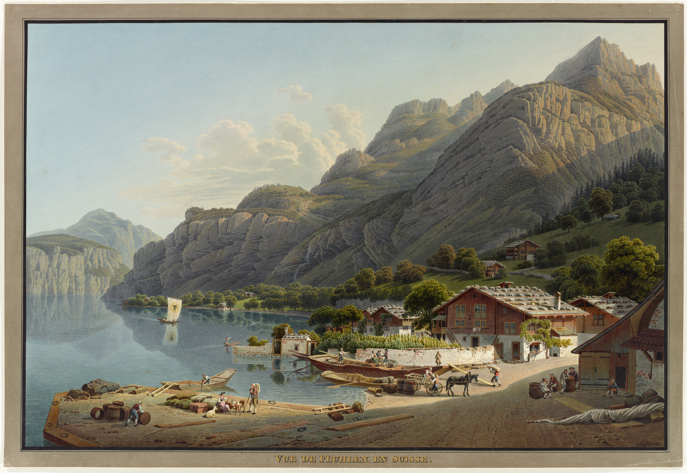 Vue du port de Flüelen et de l'Urnersee.