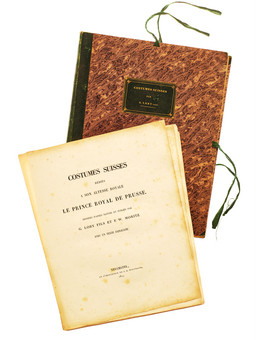 Chemise et page de titre de « Costumes suisses : dédiés à son altesse Le Prince Royal de Prusse »