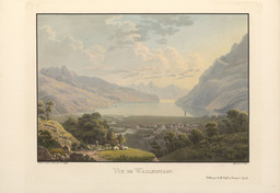 Walenstadt, vue partielle depuis l’est. Lac de Walenstadt